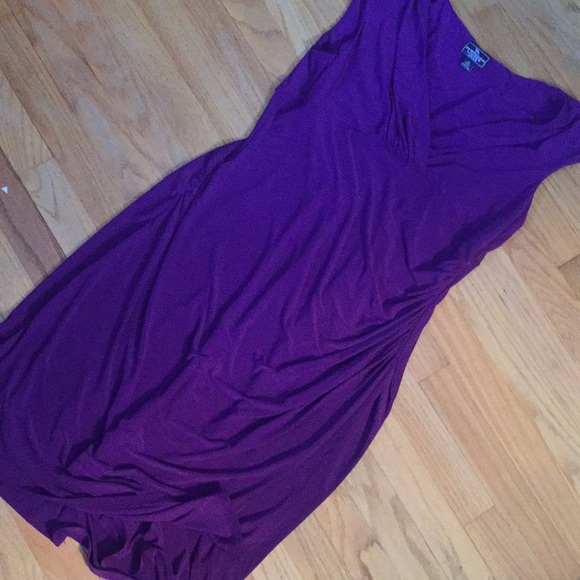 American living 16 dress purple cap sleeve ruched - Picture 2 of 5